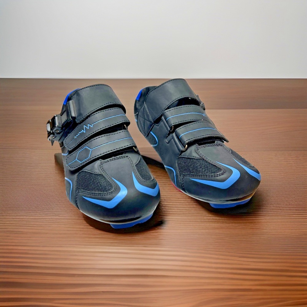 Kescoo Cycling Shoes EU 40 Unisex Black Blue SPD Cleats Installed New Spin Road